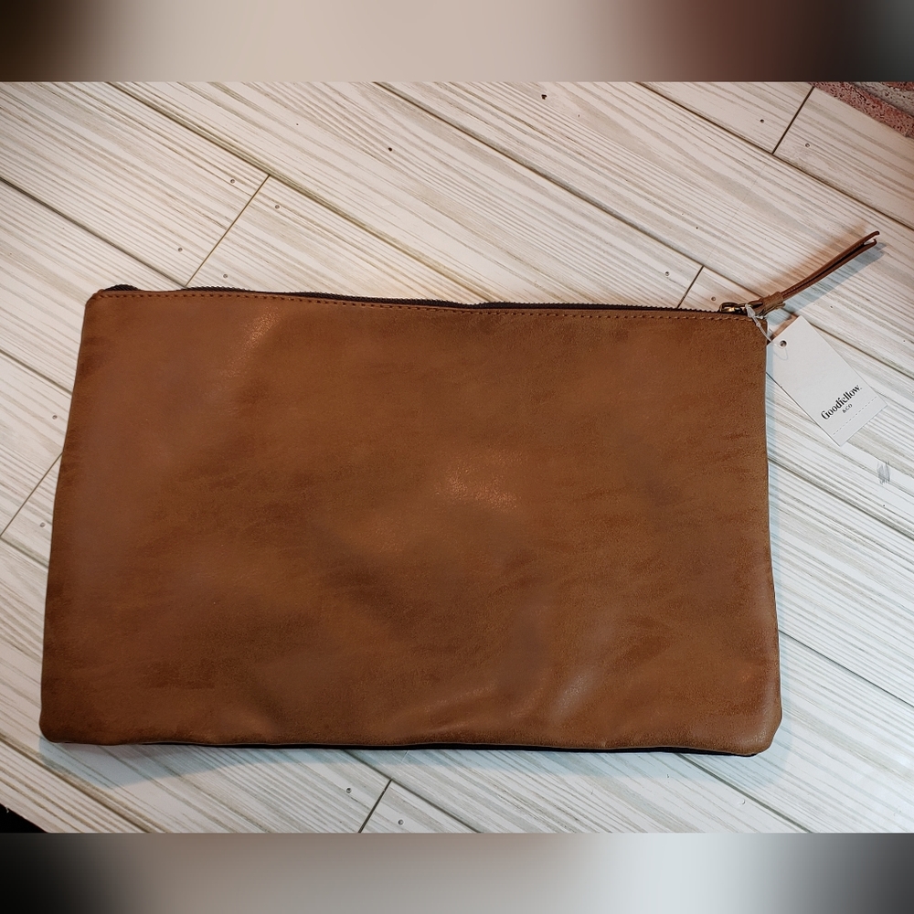 Goodfellow & Co brown & black zipper pouch NWT